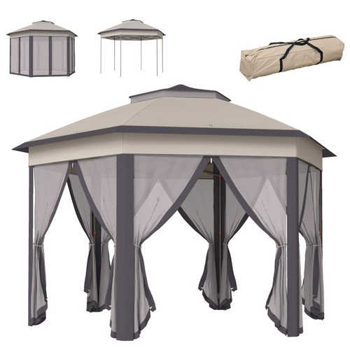 Outsunny 3x4m hexagon gazebo - 3x4m,